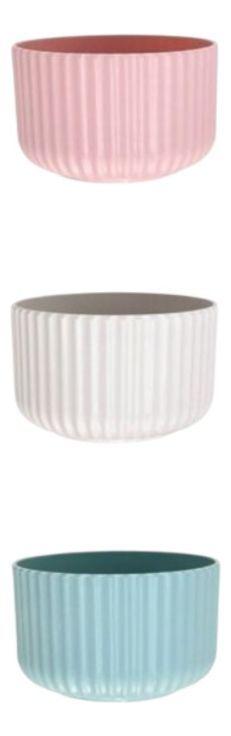 Set 3 Macetero Decorativo Textura Acanalada Maceta Jhn-2