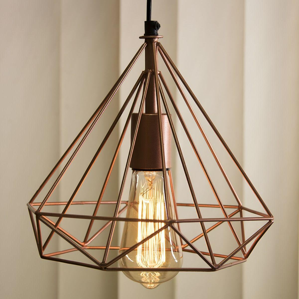 Lámpara Techo Colgante Diamante Triángulo Rose Gold Jhn-3