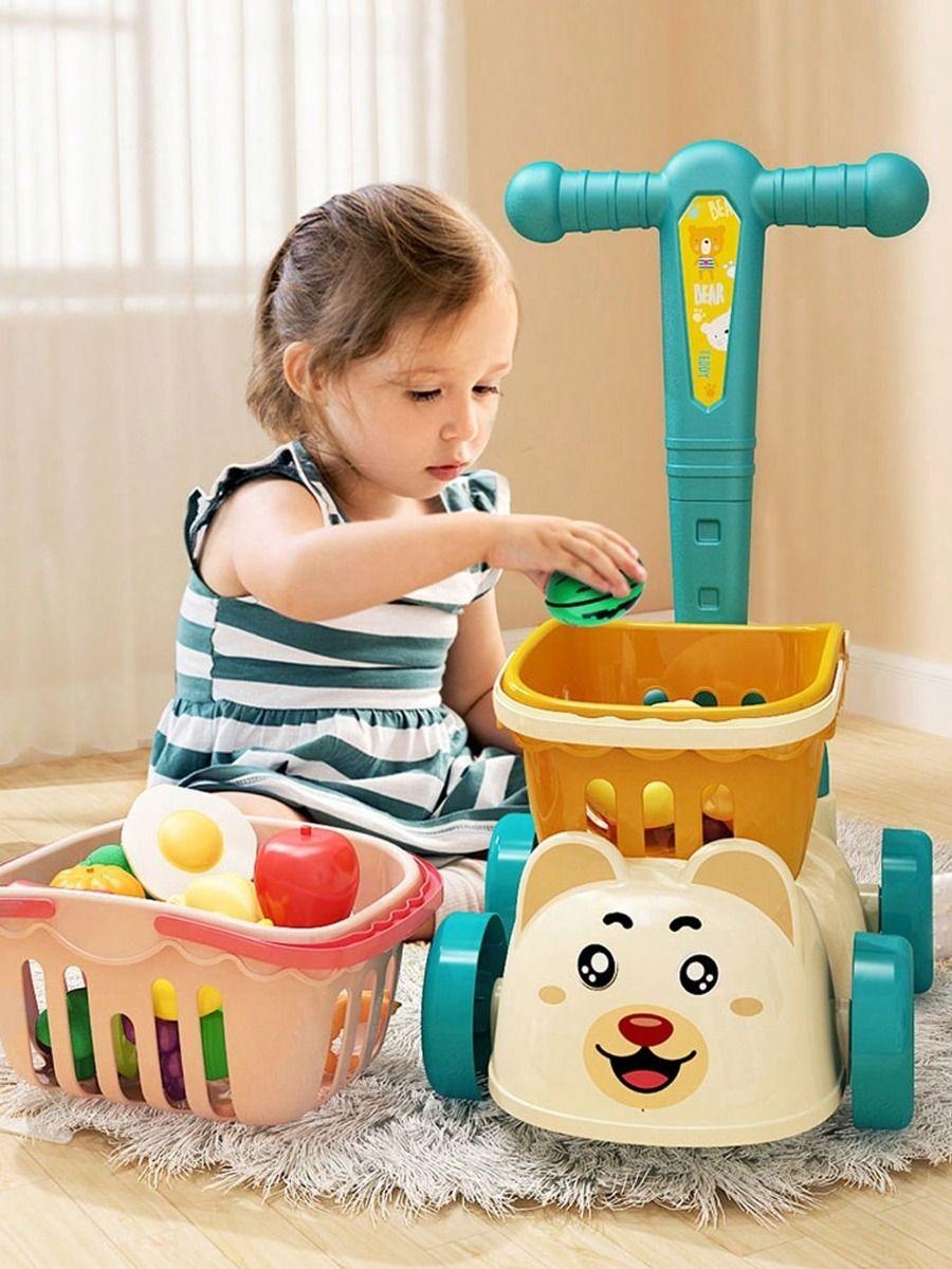 Carrito Compras Juguete Alimentos Simular Cesta 2en1 Jhn-2