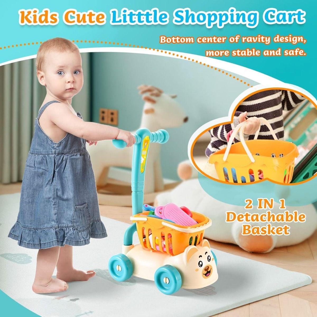 Carrito Compras Juguete Alimentos Simular Cesta 2en1 Jhn-4