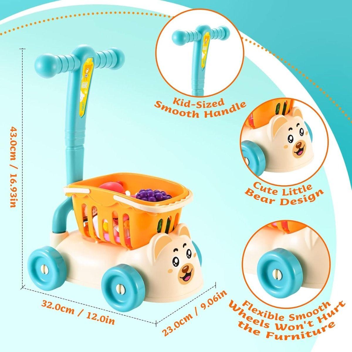 Carrito Compras Juguete Alimentos Simular Cesta 2en1 Jhn-6