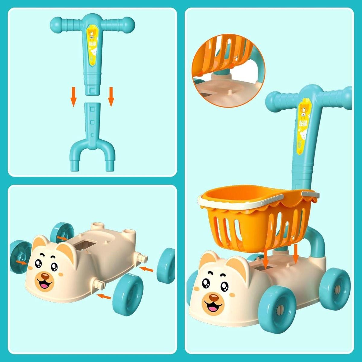 Carrito Compras Juguete Alimentos Simular Cesta 2en1 Jhn-7