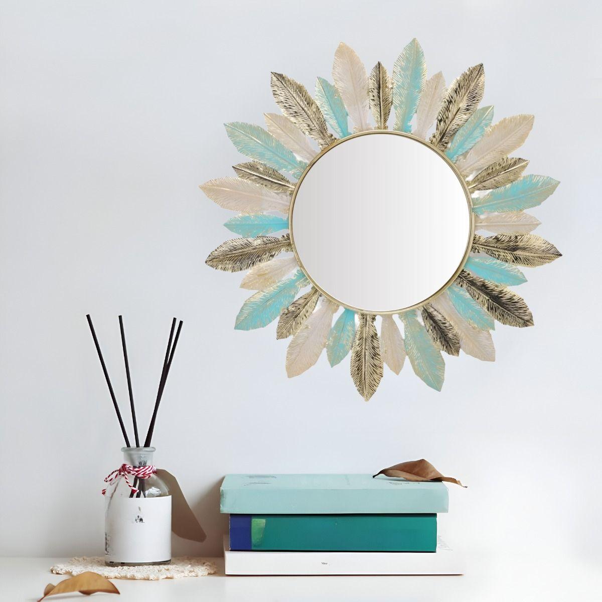 Espejo Pared Redondo Decoración Bohemio Metal Jhn-3