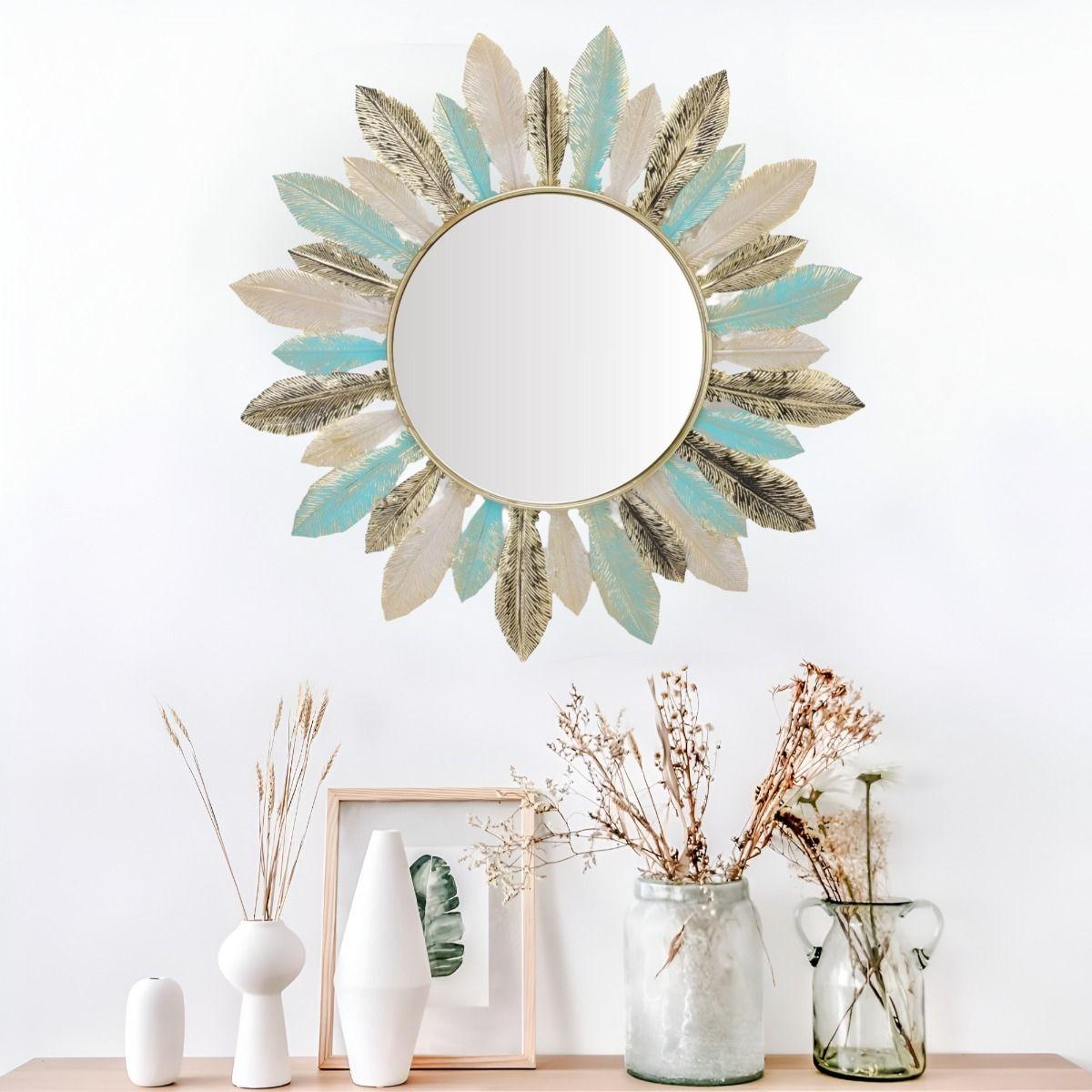 Espejo Pared Redondo Decoración Bohemio Metal Jhn-5