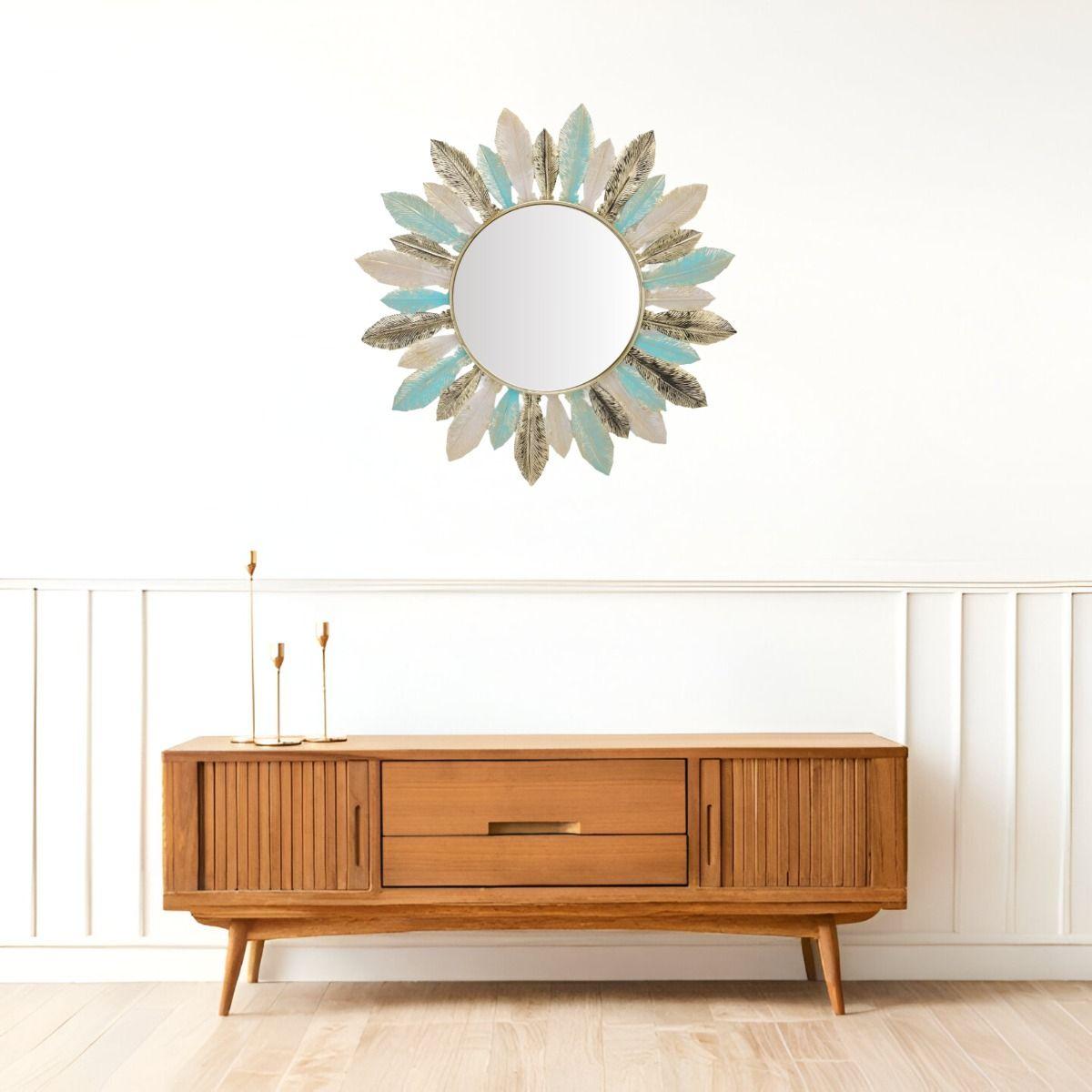 Espejo Pared Redondo Decoración Bohemio Metal Jhn-6