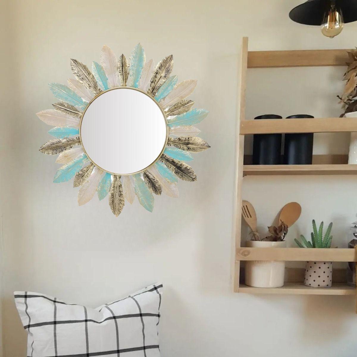 Espejo Pared Redondo Decoración Bohemio Metal Jhn-7