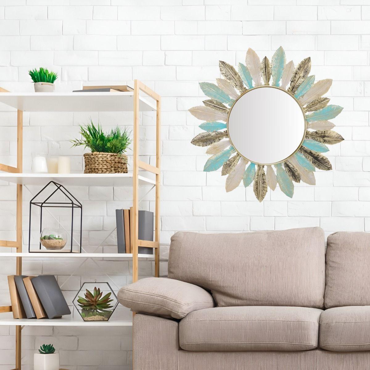 Espejo Pared Redondo Decoración Bohemio Metal Jhn-9