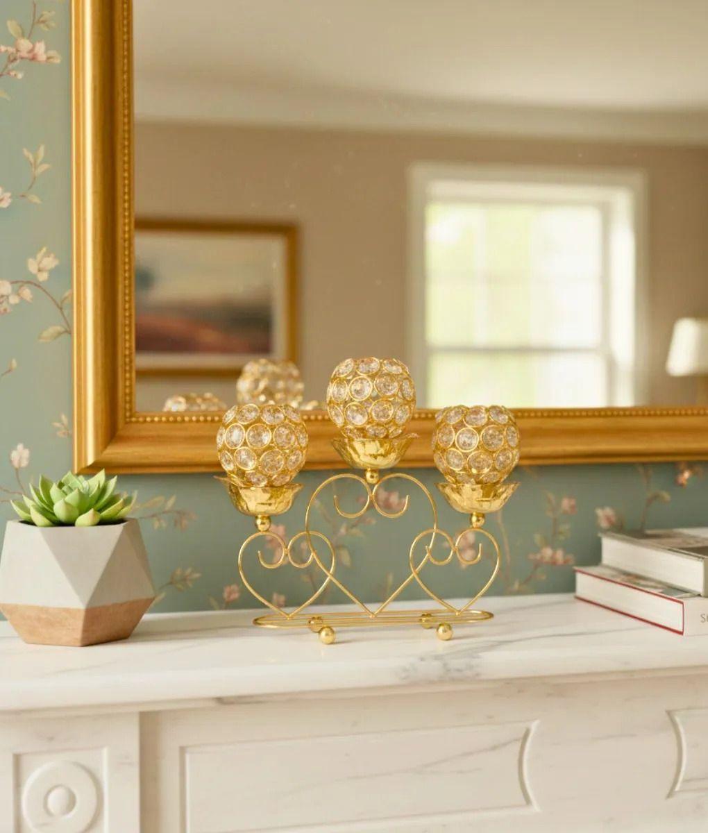 Portavela Triple Diseño Globos Adorno Base Corazón Jhn-5