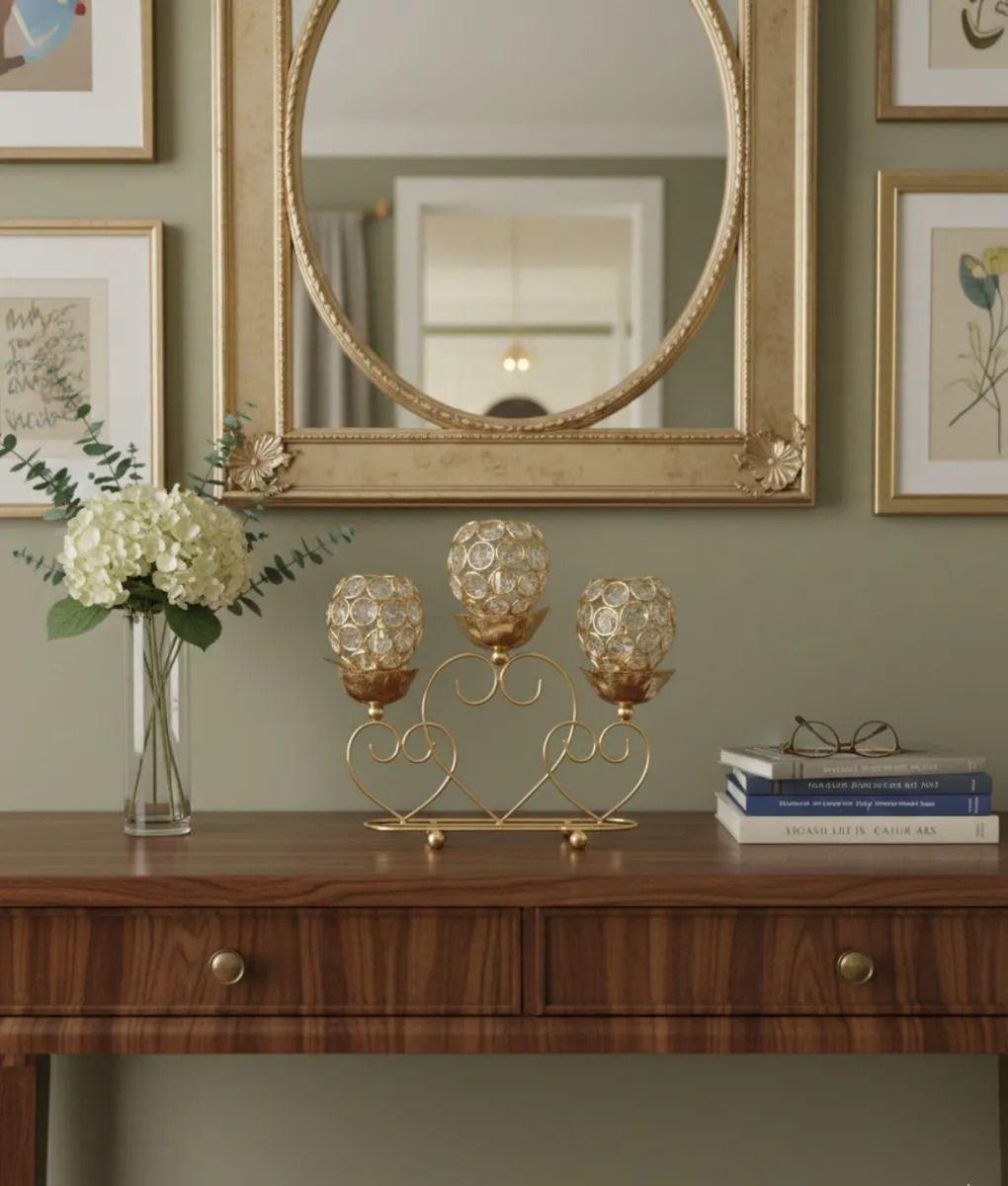 Portavela Triple Diseño Globos Adorno Base Corazón Jhn-6