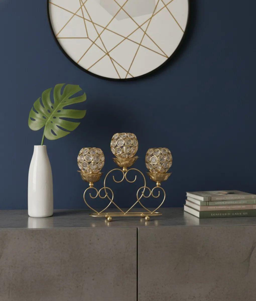 Portavela Triple Diseño Globos Adorno Base Corazón Jhn-7