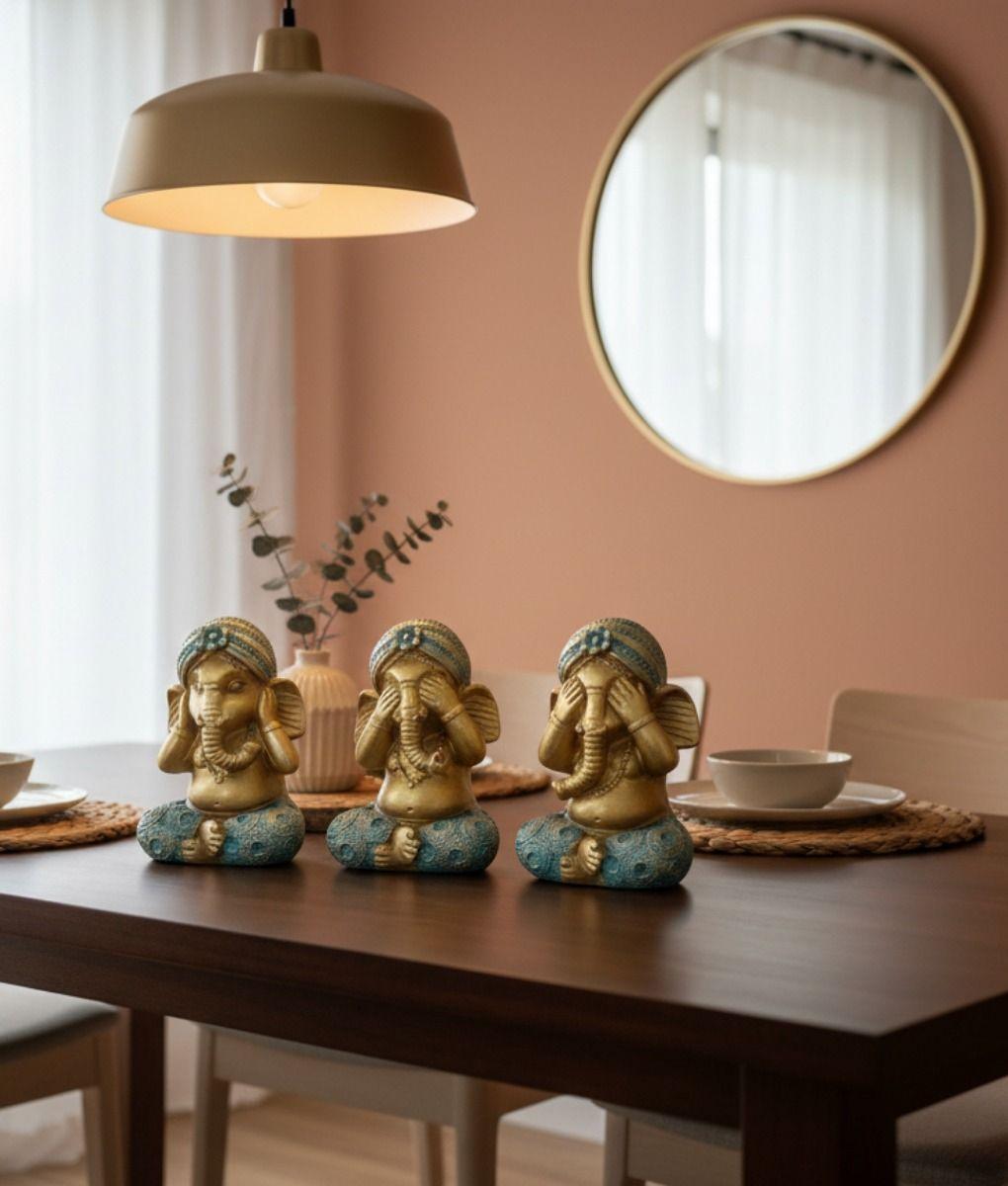 Set 3 Figuras Decorativas Sabiduría Ganesha Adorno Jhn-5