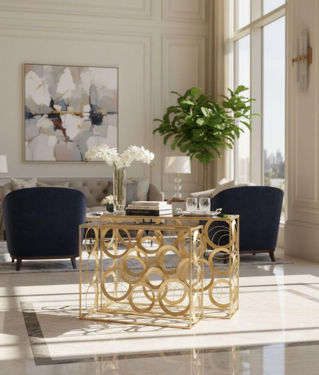 Set 2 Mesa Centro Decorativa Auxiliar Adorno Moderno Jhn-7