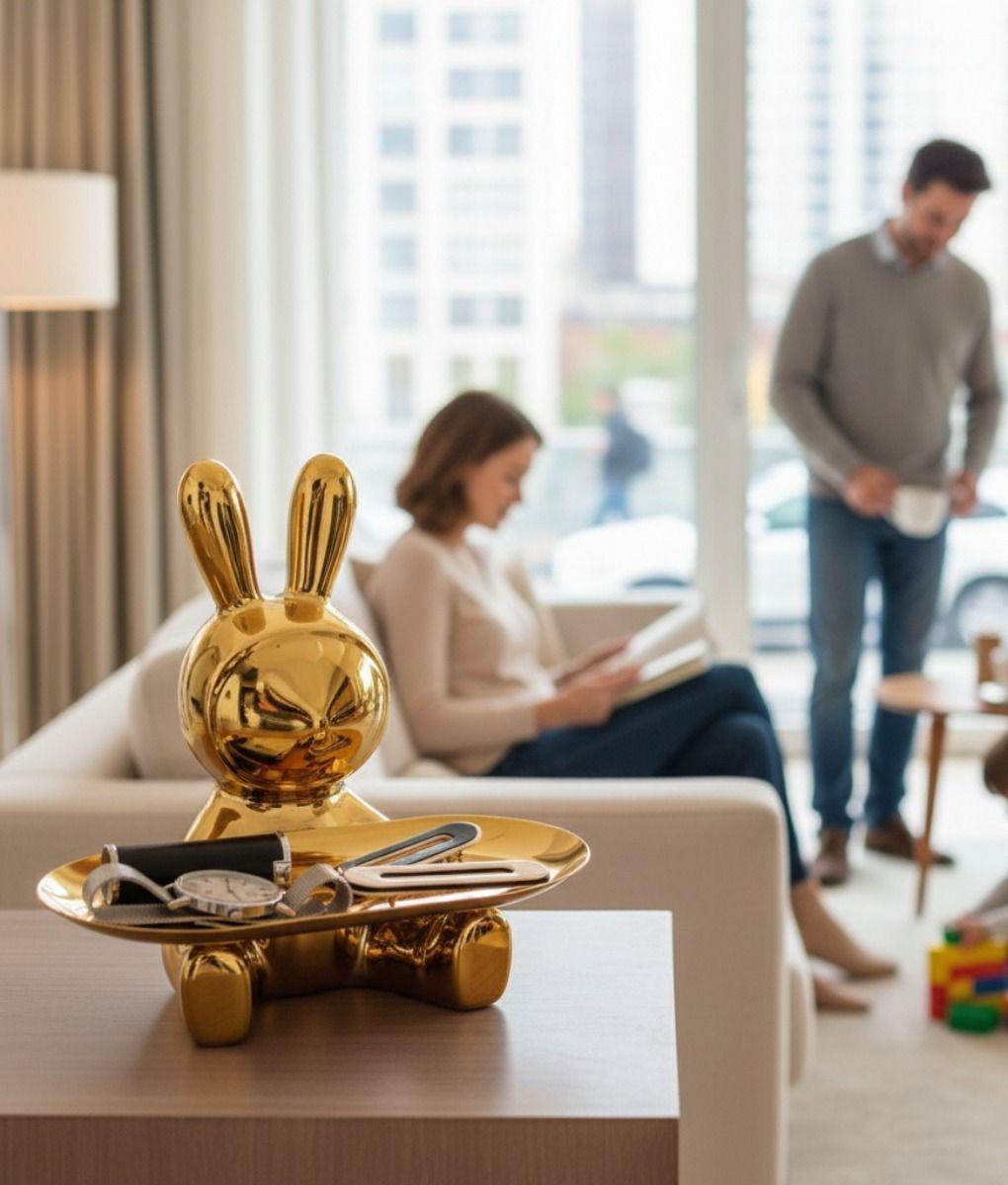 Figura Decorativa Conejo Multifuncional Bandeja Adorno Jhn-3