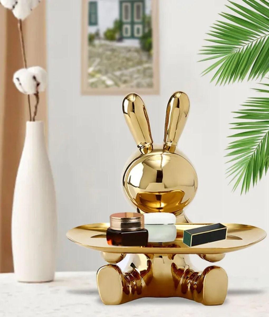 Figura Decorativa Conejo Multifuncional Bandeja Adorno Jhn-4
