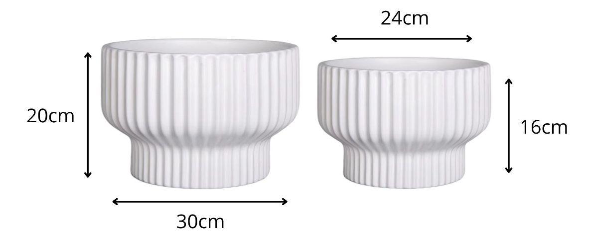 Set 2 Macetas Cerámica Minimalista Texturizada Drenaje Jhn-9