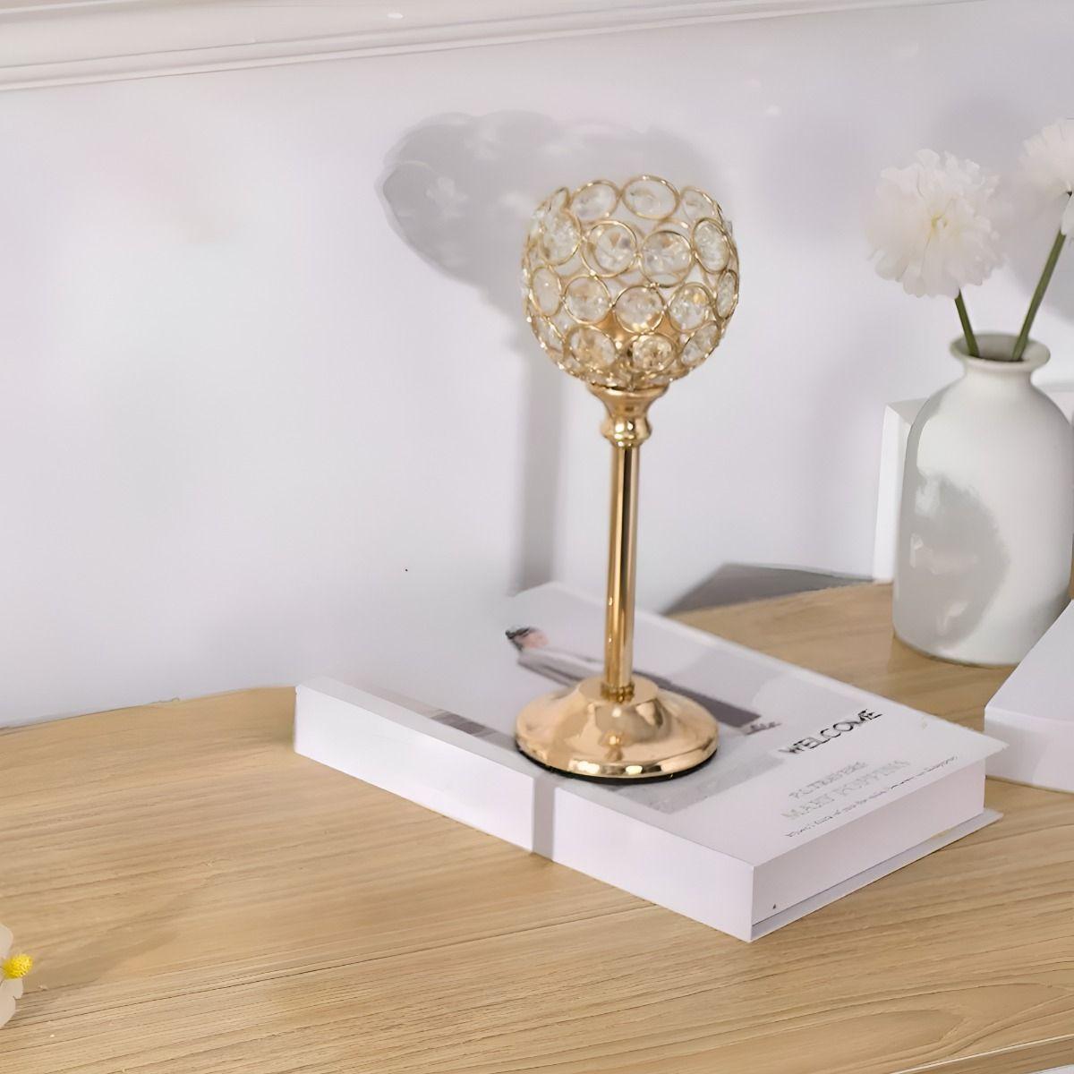 Candelabro Elegante Soporte Centro Mesa Cristal 17cm Jhn-7