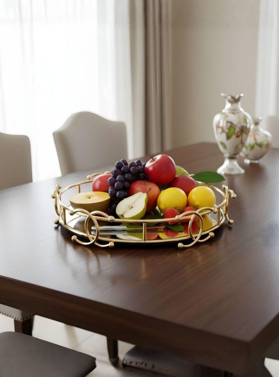 Bandeja Decorativa Adorno Estilo Vintage Base Espejada Jhn-5