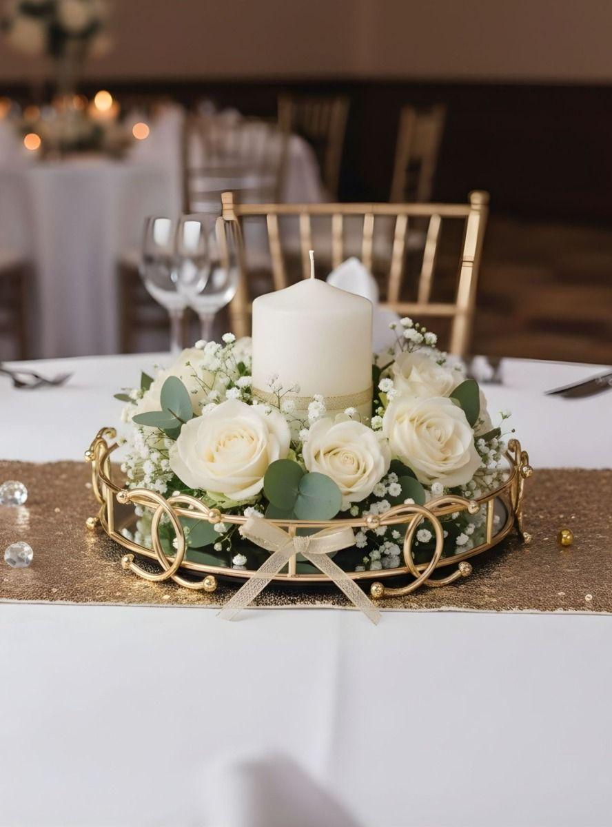 Bandeja Decorativa Adorno Estilo Vintage Base Espejada Jhn-8