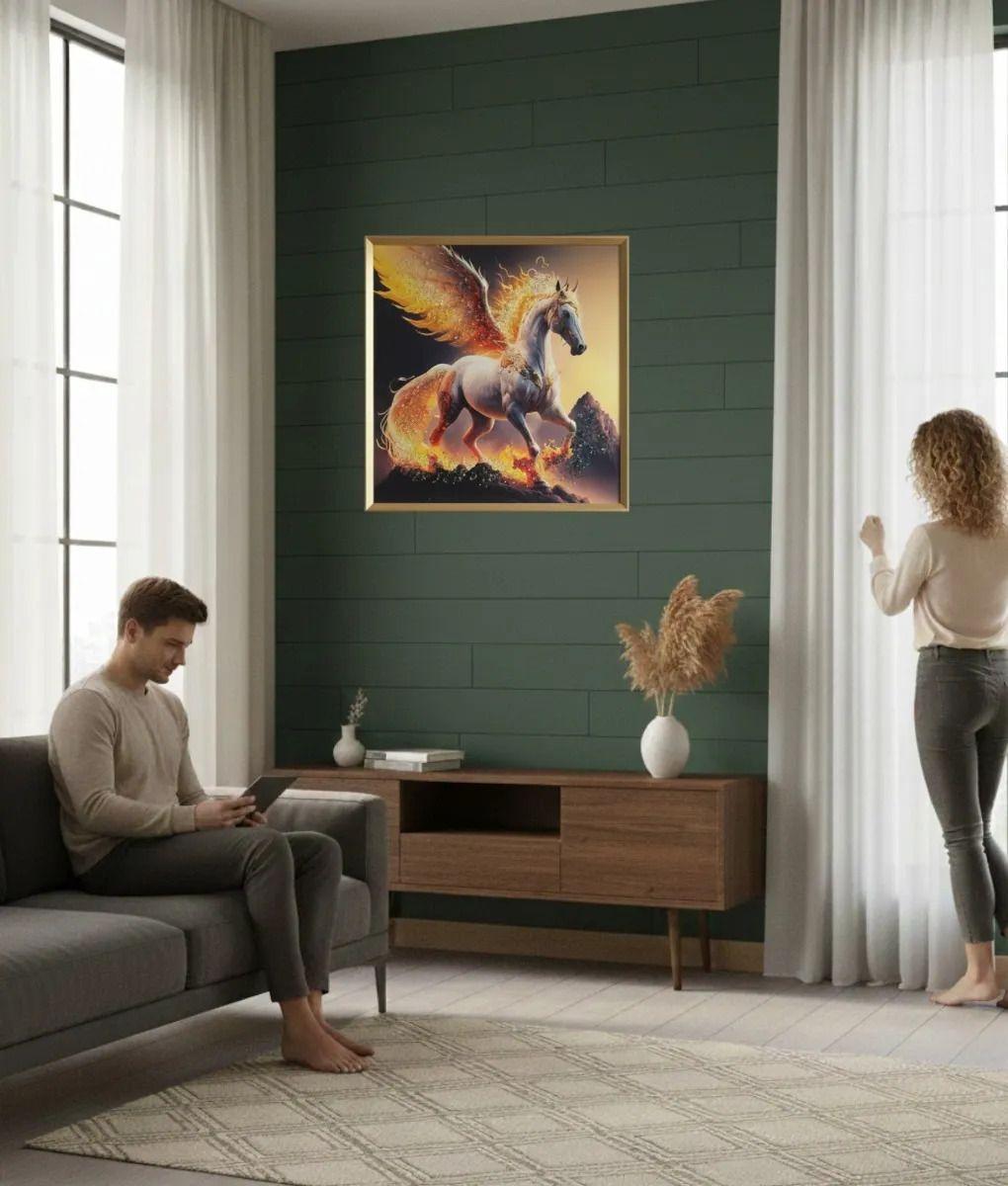 Cuadro Decorativo Arte Fantástico Caballo Alado Fuego Jhn-2