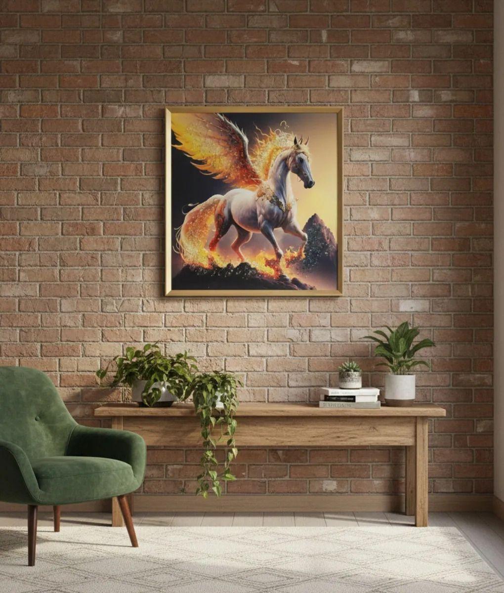 Cuadro Decorativo Arte Fantástico Caballo Alado Fuego Jhn-6