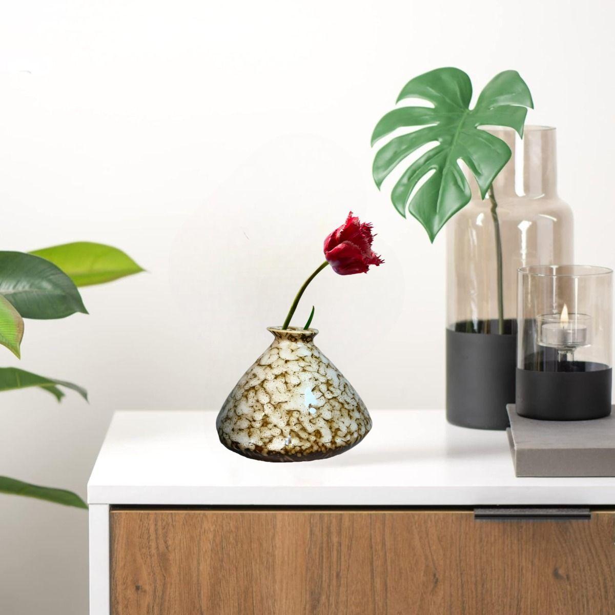 Set 3 Florero Mini Jarrón Cerámica Floral Decorativo Jhn-0