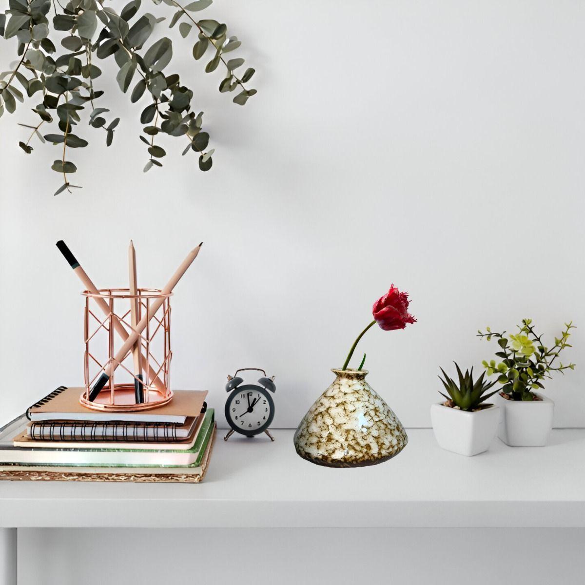 Set 3 Florero Mini Jarrón Cerámica Floral Decorativo Jhn-3