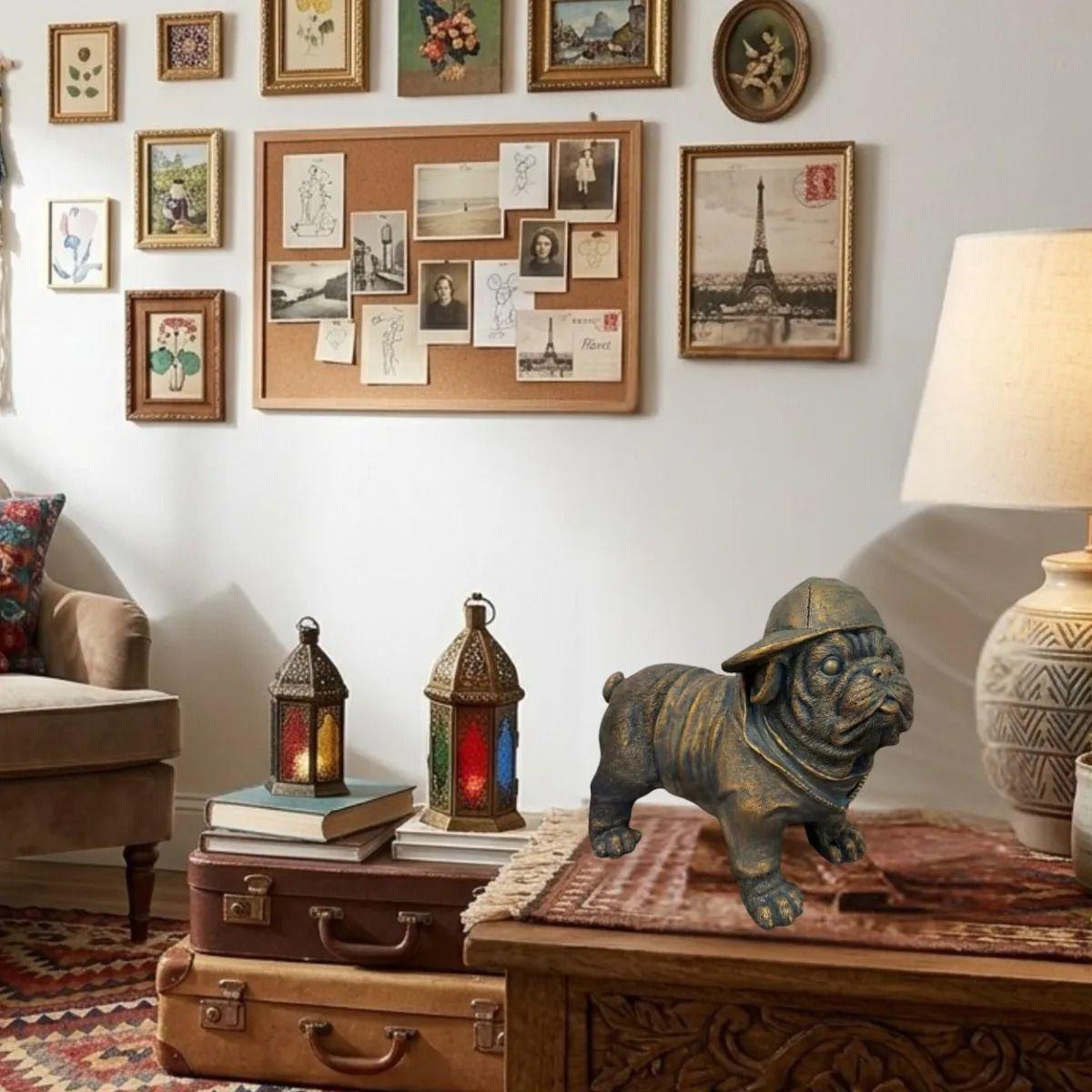 Figura Decorativa Escultura Perro Bulldog Estilo Urbano ALJ-3