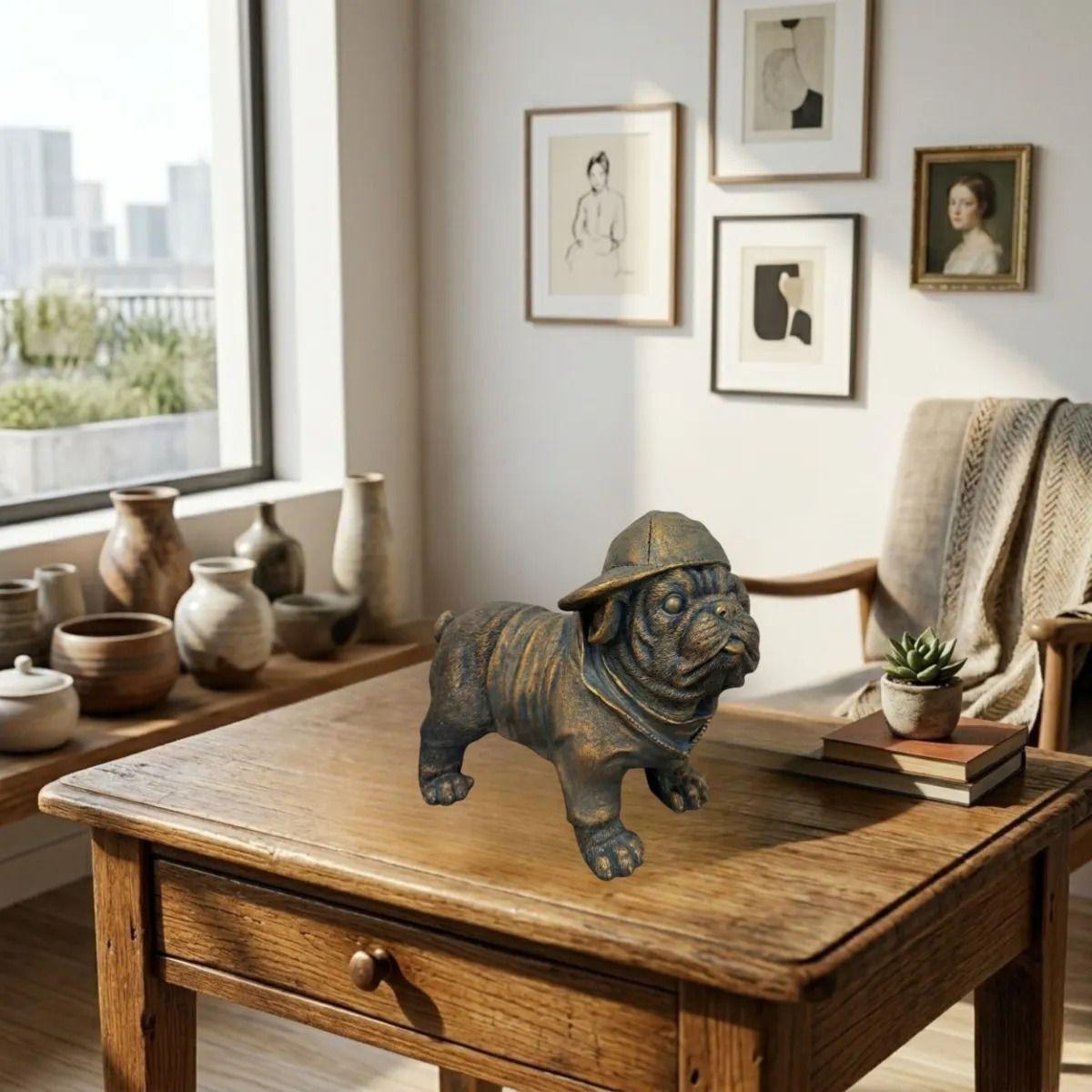 Figura Decorativa Escultura Perro Bulldog Estilo Urbano ALJ-4