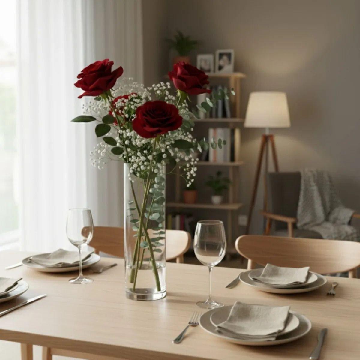 Florero Cilíndrico Transparente Alto Decoración Lujo AJ-7