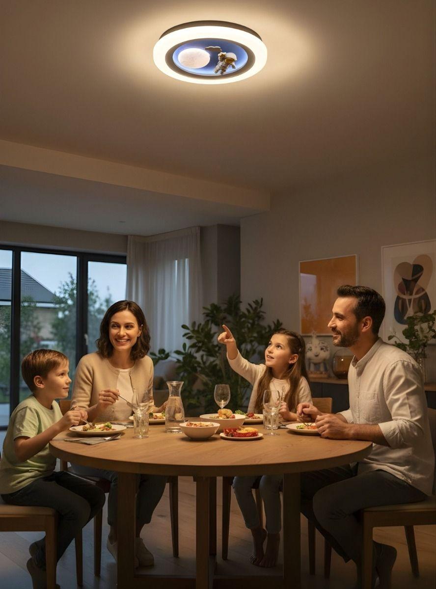 Lámpara Techo LED Diseño Astronauta Luna Plafón Jhn-3