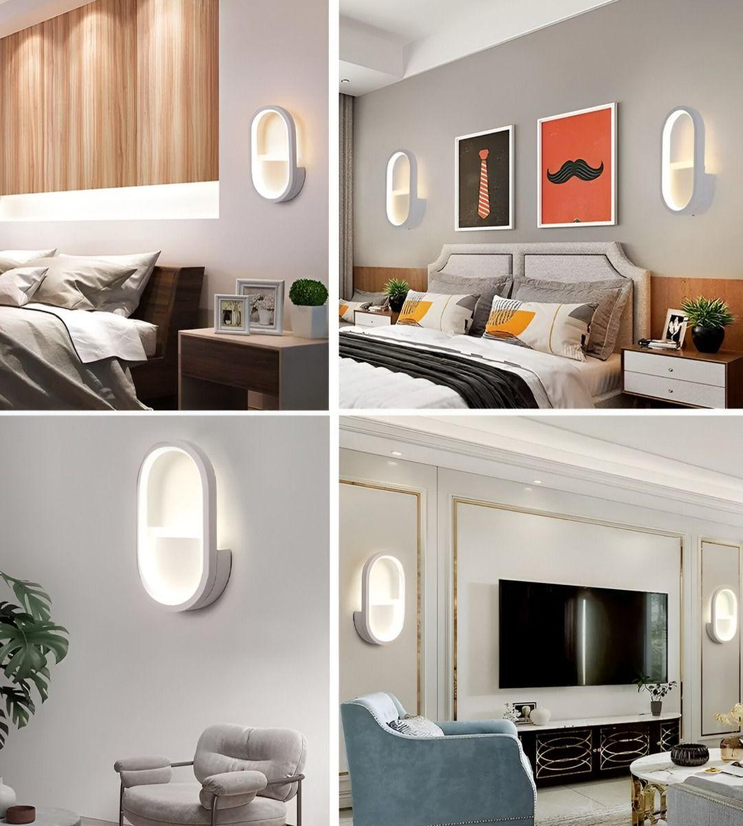Lámpara Pared LED Decoración Moderna Ovalada Blanca Jhn-3