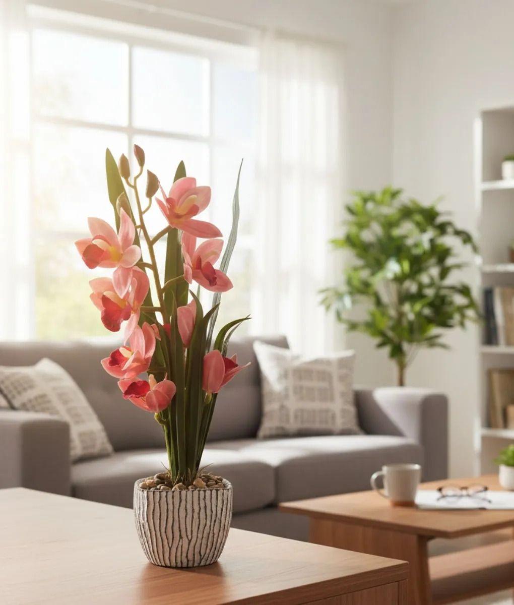 Planta Decorativa Artificial Diseño Orquídea Elegante Jhn-6