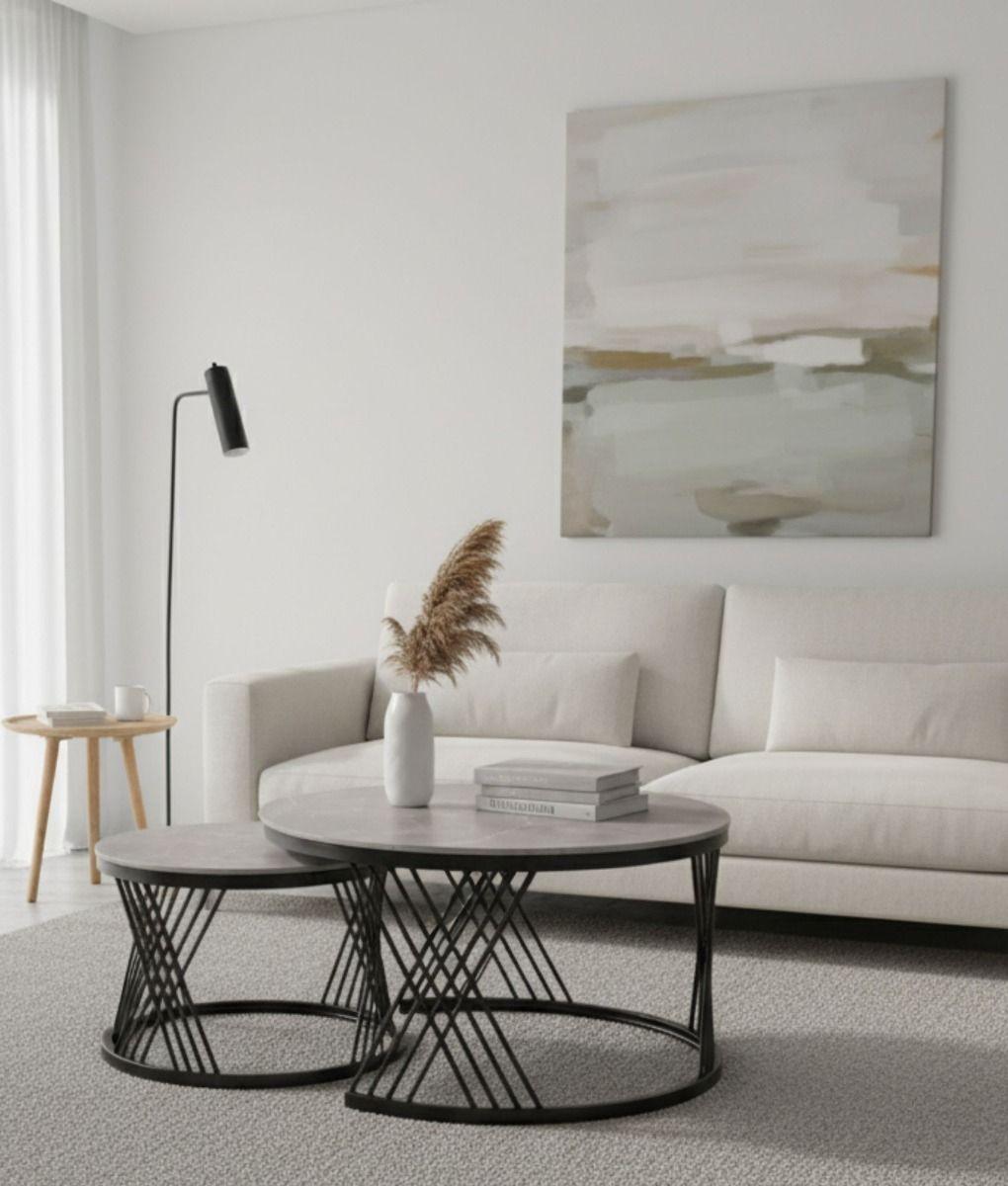 Set 2 Mesa Centro Auxiliar Combinada Decorativa Hogar Jhn-8