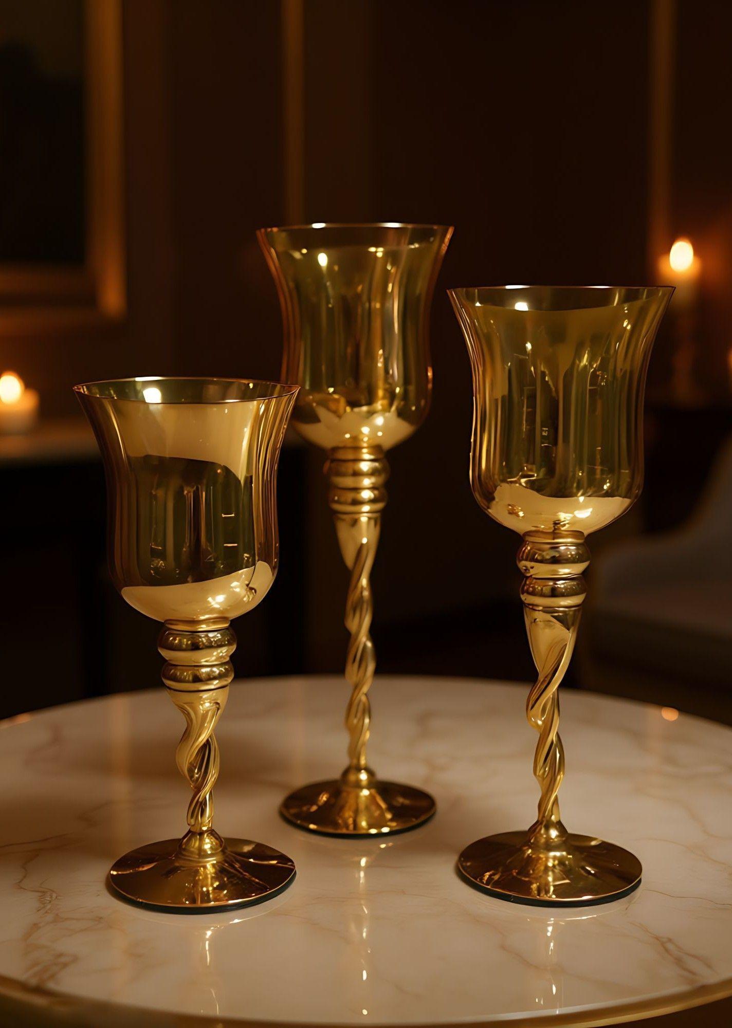 Set 3 Portavelas Decorativo Copas Multifuncional Moderno Jhn-7