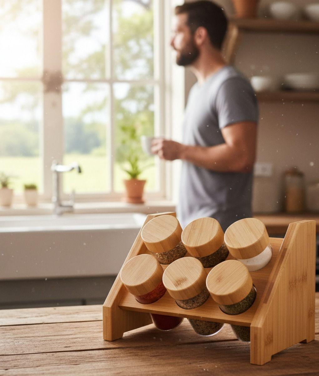 Especiero Decorativo Natural Organizador Almacenamiento Jhn-6