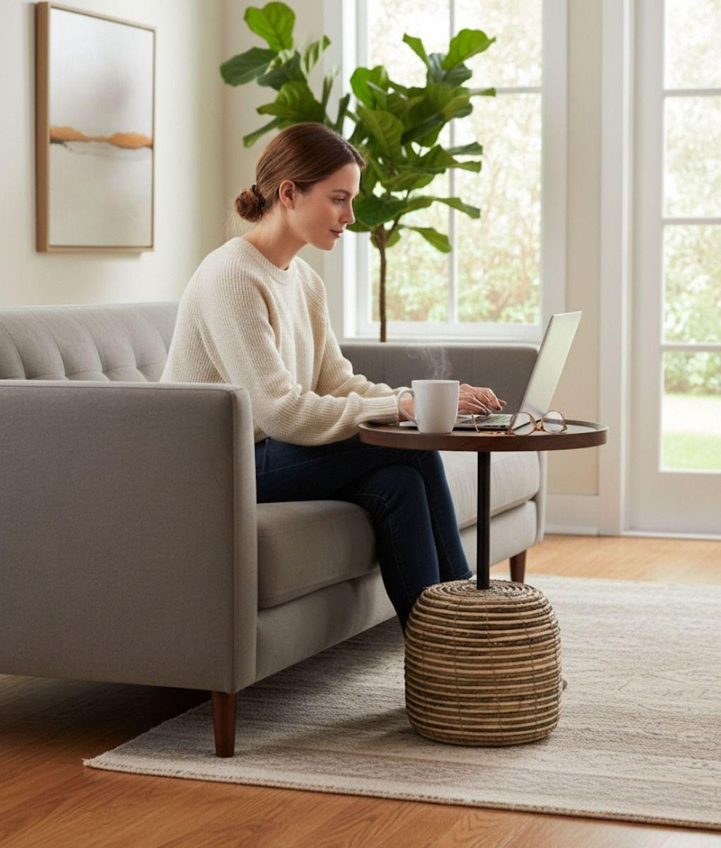 Mesa Auxiliar Decorativa Centro Moderna Hogar Redonda Jhn-4