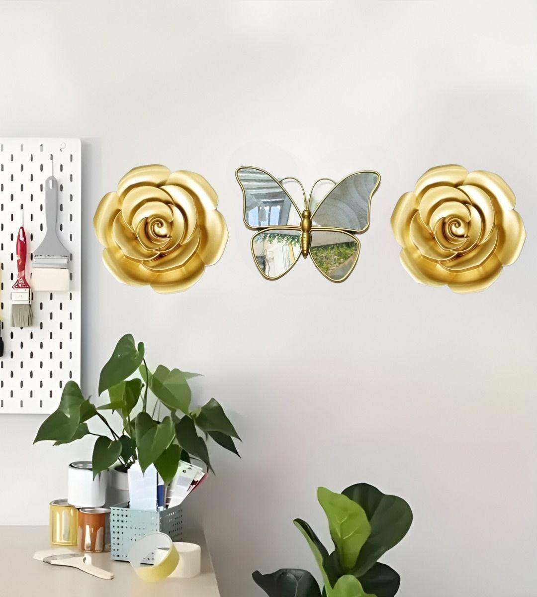 Set 3 Espejo Mariposas Diseño Flores Pared Decorativo Jhn-3