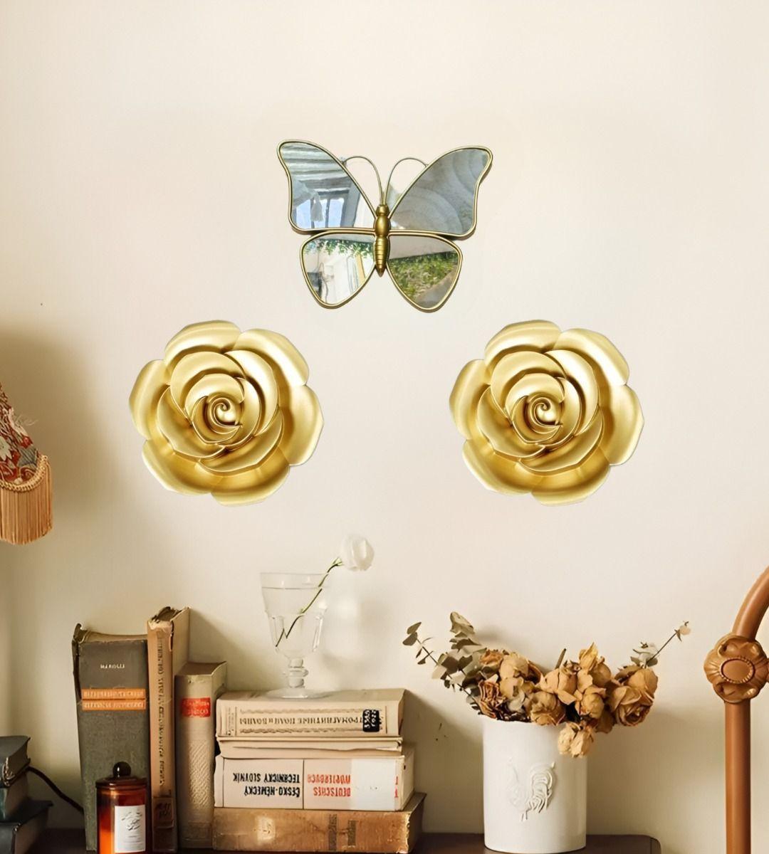 Set 3 Espejo Mariposas Diseño Flores Pared Decorativo Jhn-4