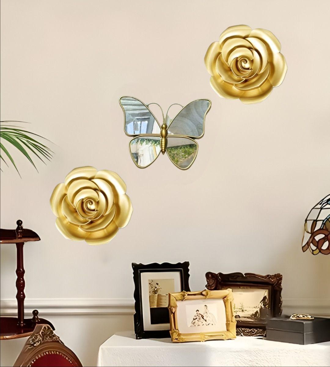 Set 3 Espejo Mariposas Diseño Flores Pared Decorativo Jhn-5
