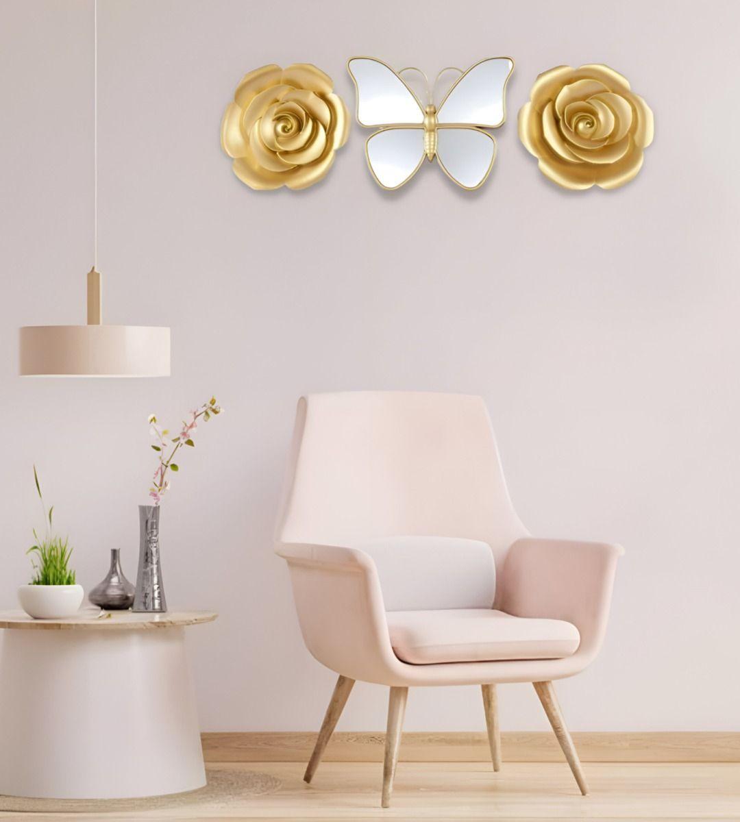 Set 3 Espejo Mariposas Diseño Flores Pared Decorativo Jhn-8