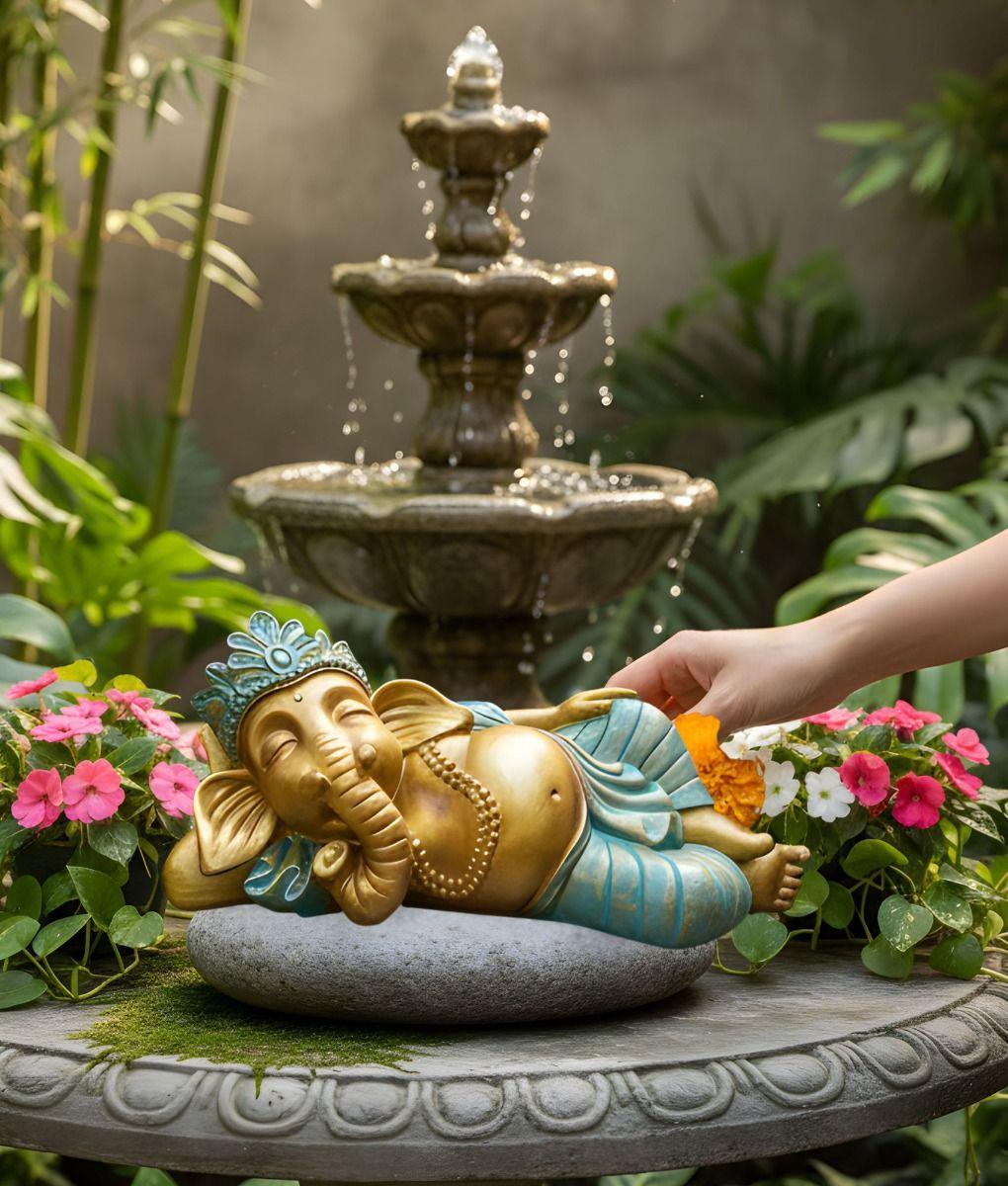 Estatua Decorativa Ganesha Adorno Hindú Figura Jhn-2