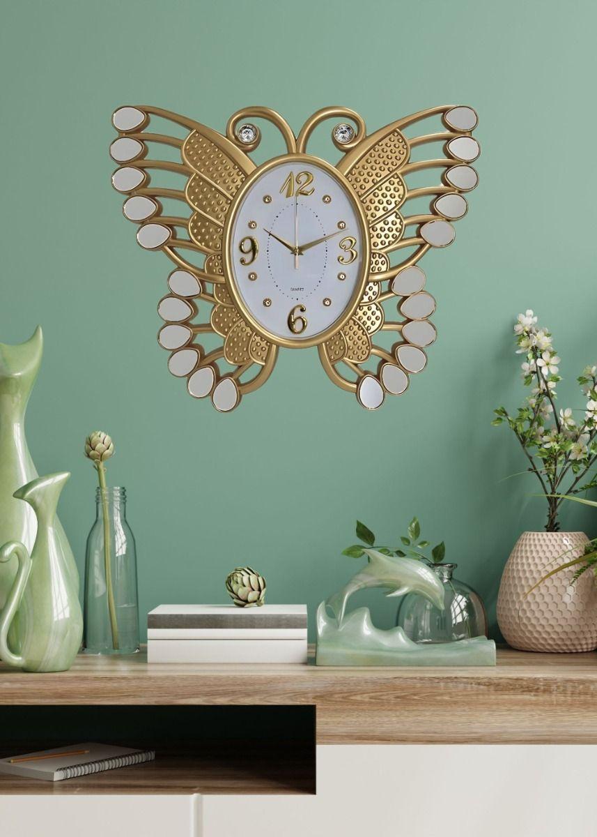 Reloj Pared Decorativo Mariposa Detalle Espejo Moderno Jhn-4