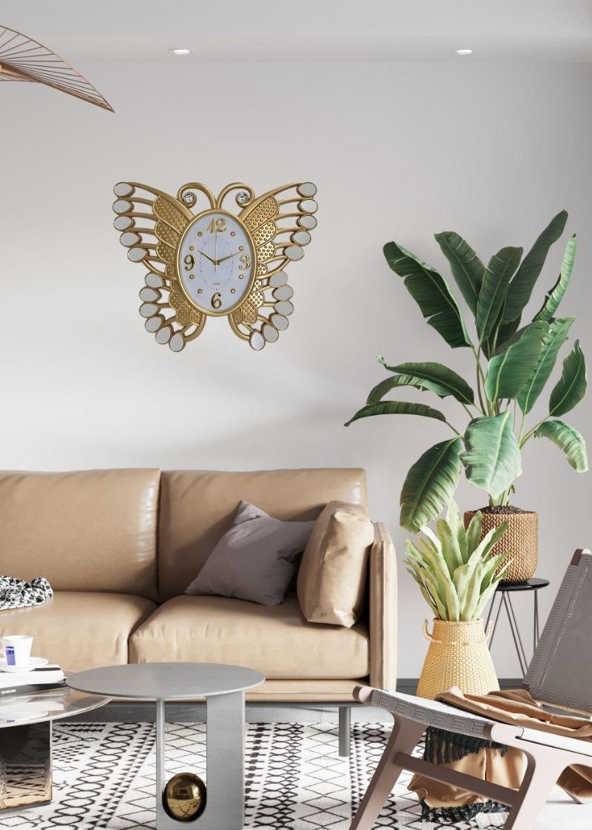 Reloj Pared Decorativo Mariposa Detalle Espejo Moderno Jhn-5
