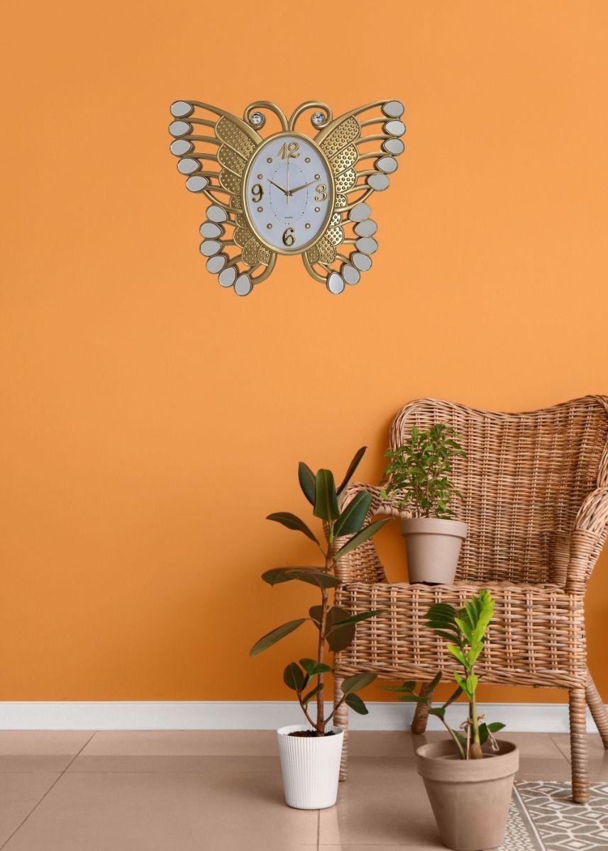 Reloj Pared Decorativo Mariposa Detalle Espejo Moderno Jhn-6