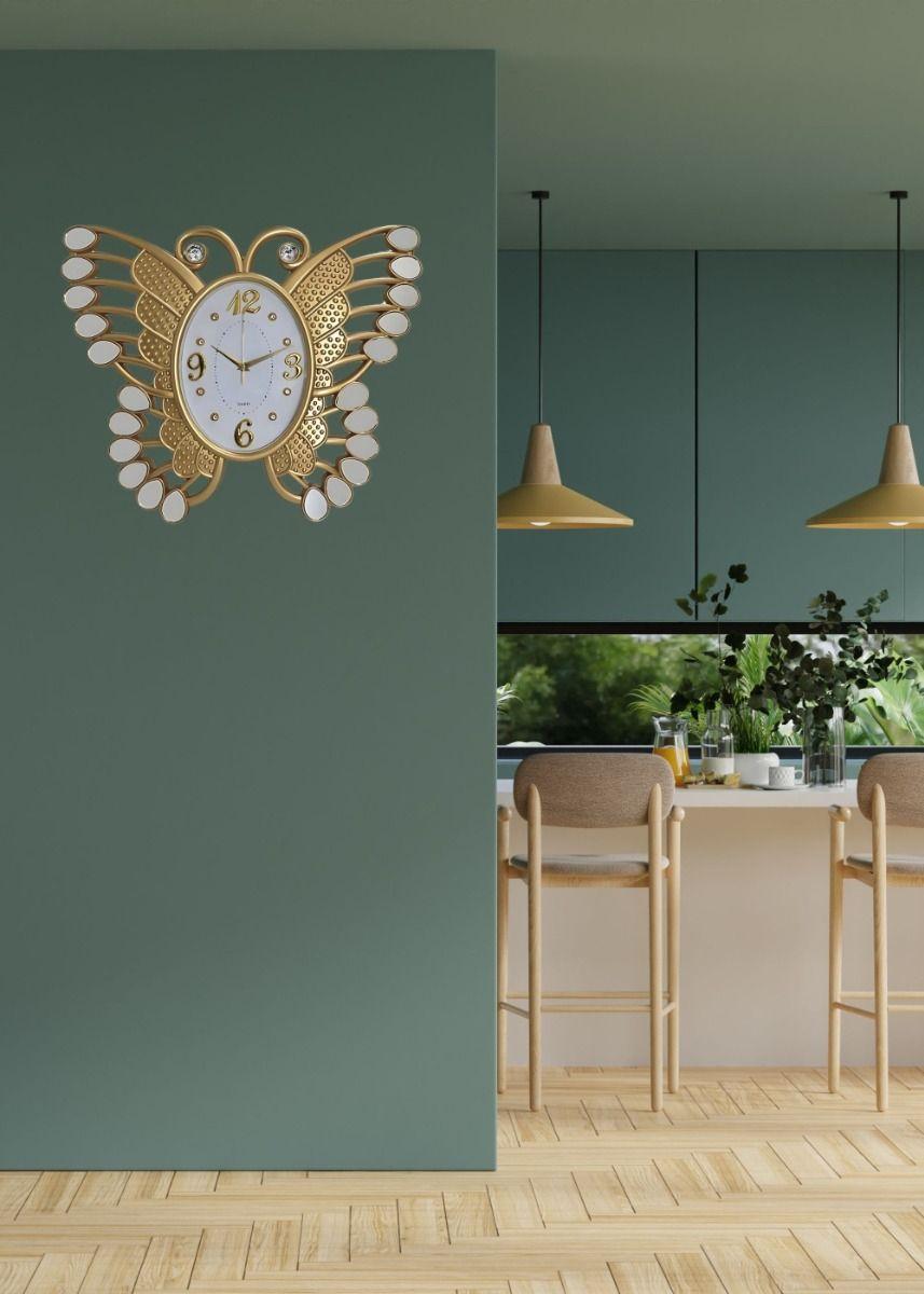 Reloj Pared Decorativo Mariposa Detalle Espejo Moderno Jhn-8