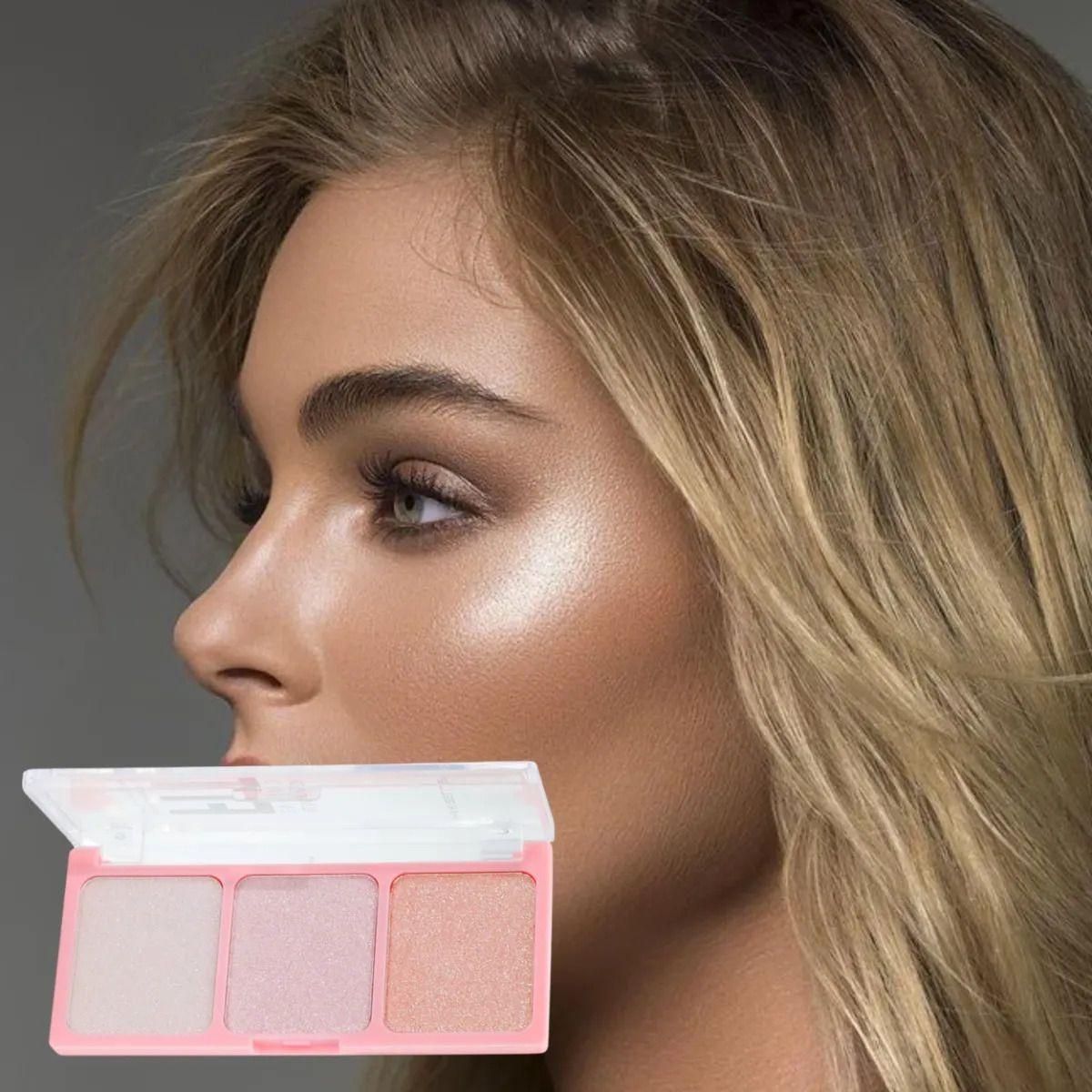 Set 2 Paletas Iluminadores 3 Tonos Polvo Brillo Natural ALJ-3