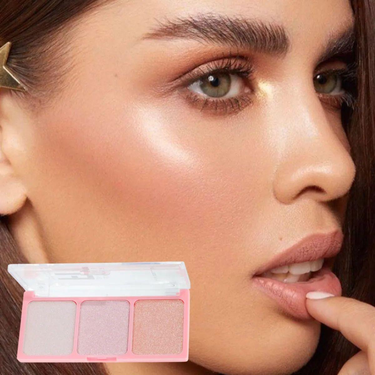 Set 2 Paletas Iluminadores 3 Tonos Polvo Brillo Natural ALJ-8