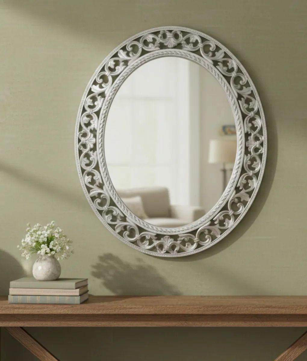 Espejo Pared Ovalado Estilo Barroco Relieve Ligero Jhn-5