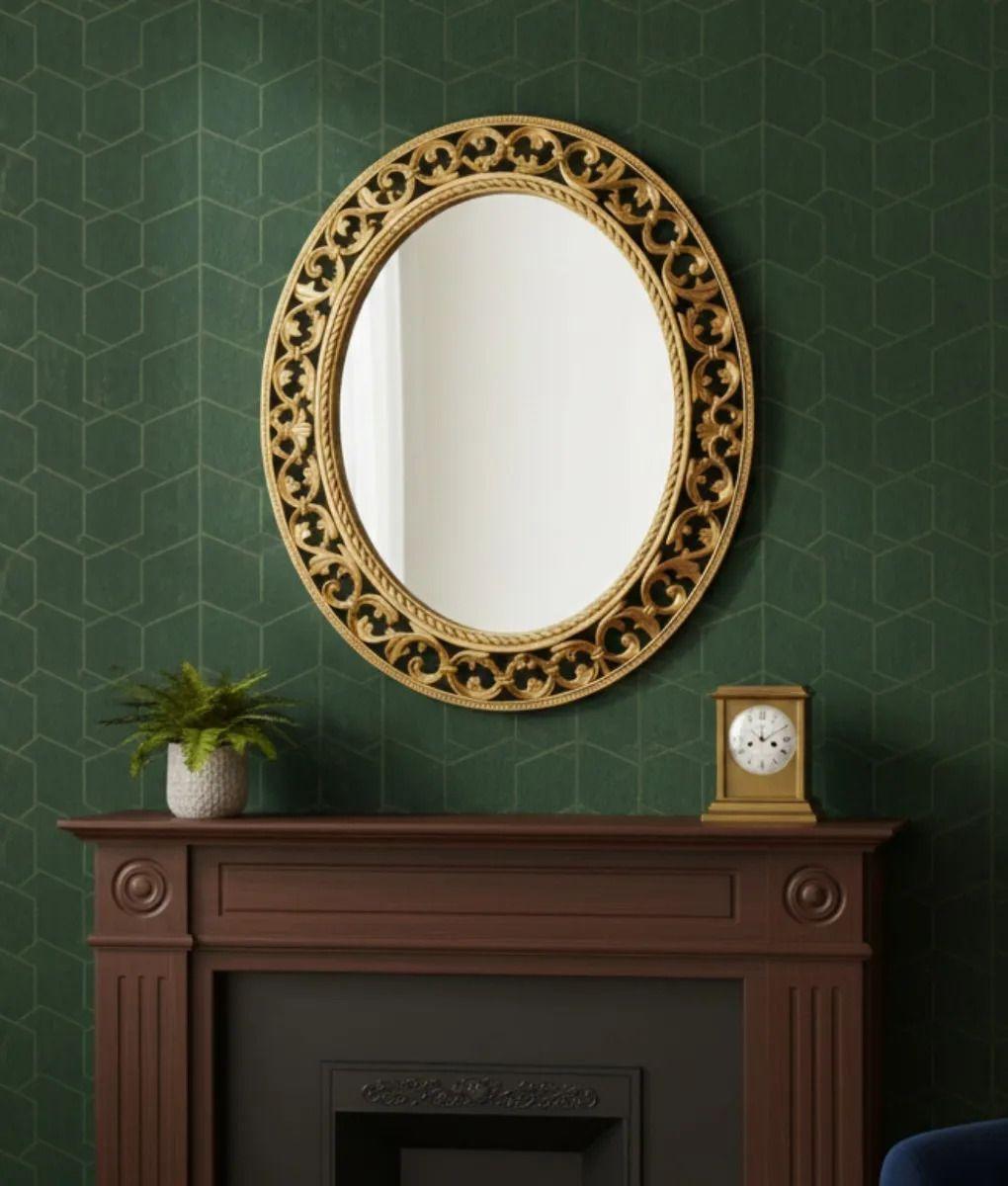 Espejo Pared Ovalado Estilo Barroco Relieve Ligero Jhn-8