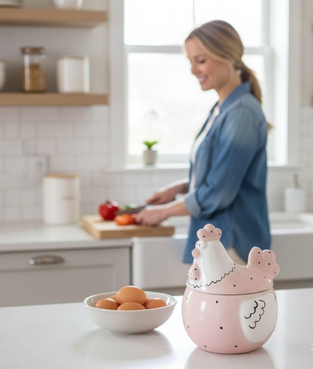 Huevera Decorativa Tapa Almacenamiento Cocina Hogar Jhn-3